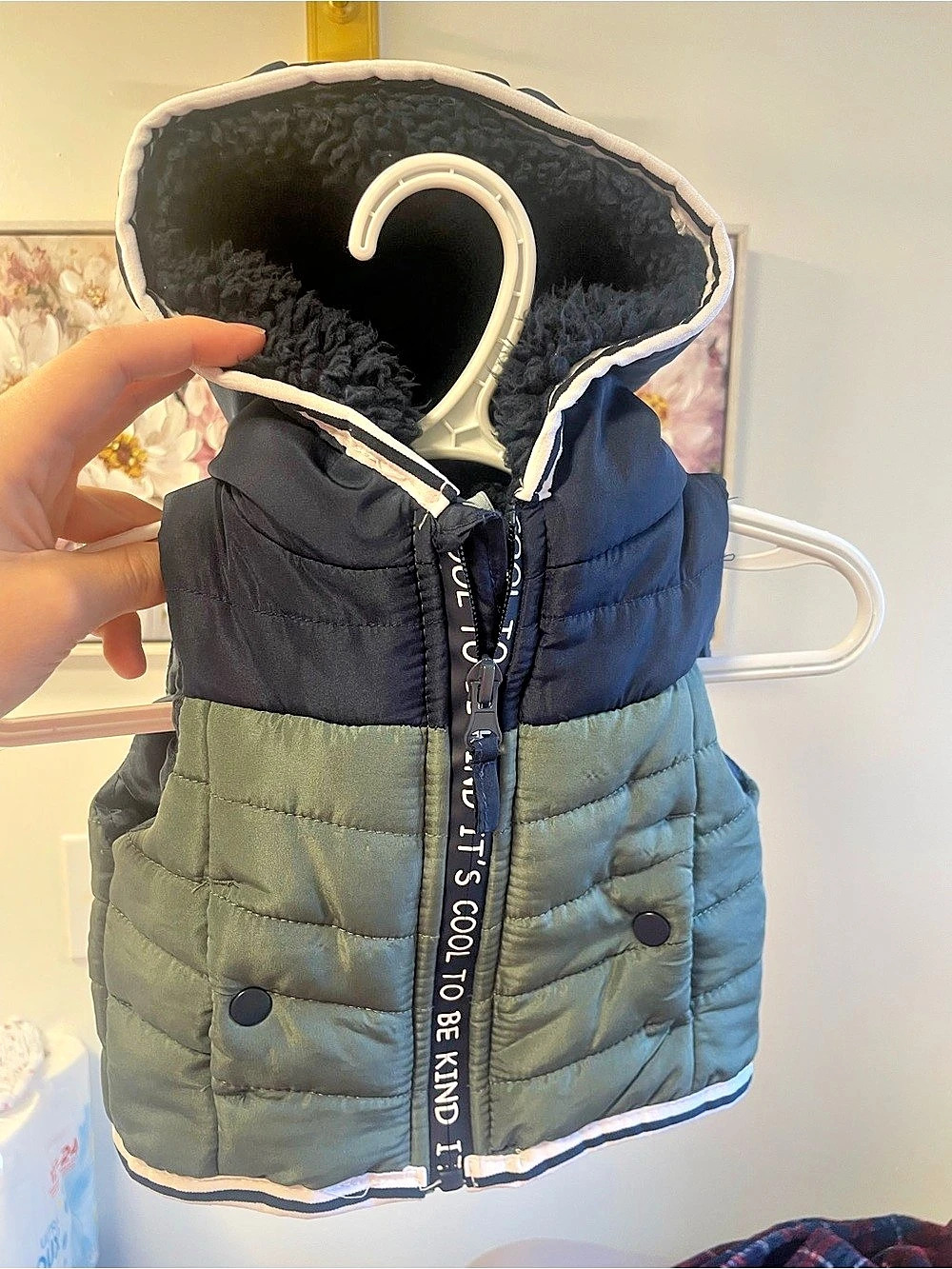 Little Lad Quilted Puffer Vest with Sherpa Hood| 0-3m